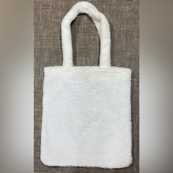 Bath & Body Works White Sherpa Tote Bag with 2 Handles - Picture 3 of 5